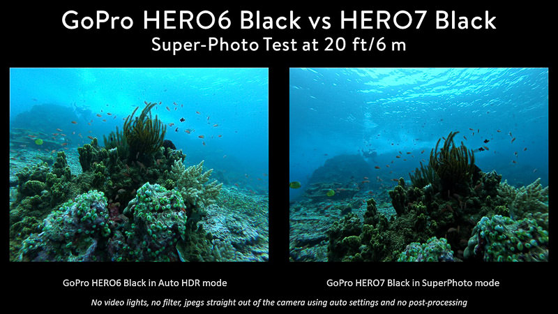 GoPro 6 HDR mode vs GoPro 7 Super Photo Comparison Komodo reef