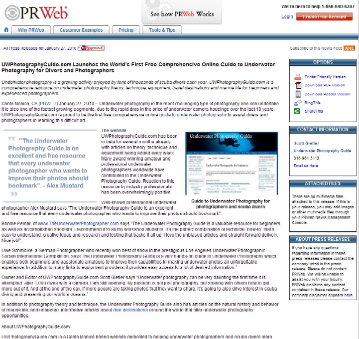 underwater photography guide press release