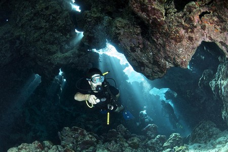 cave dive underwater in the red sea