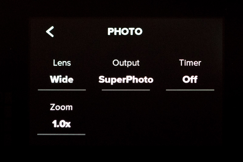 Screenshot of GoPro Hero 8 Photo Settings