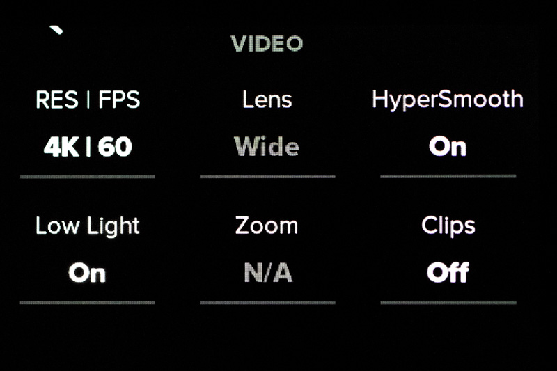 Screenshot of GoPro Hero 8 Video Settings