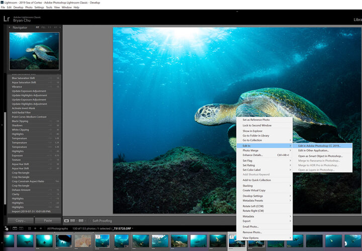 Screenshot showing "Edit in Photoshop" from Lightroom