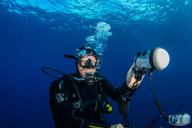 A happy customer, Kyle Wagener, using the first Nauticam to Ikelite TTL Connection