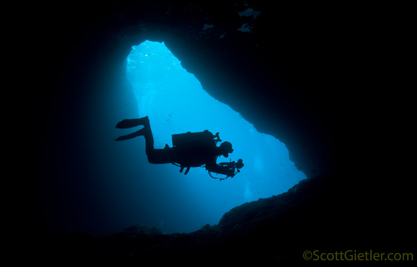 dive buddy at the shark cave in Biaha, Bali