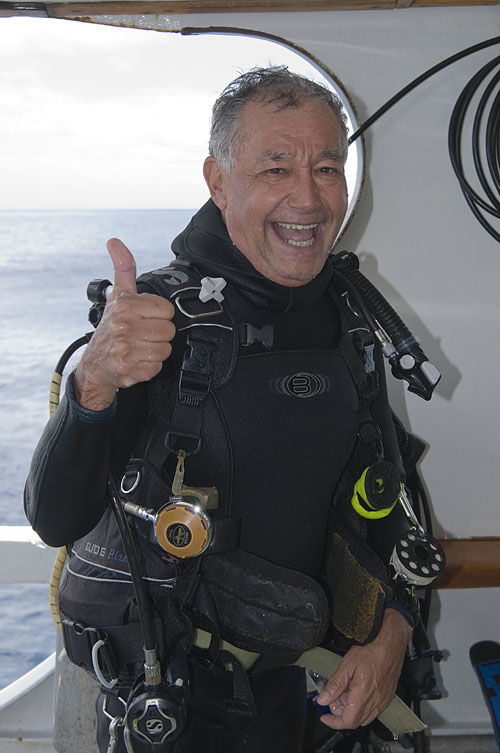 happy Socorro diver on the solmar v liveaboard