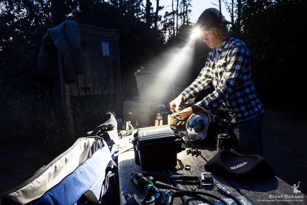 Evening housing maintenance at the campsite. Dive Expedition Photo tips
