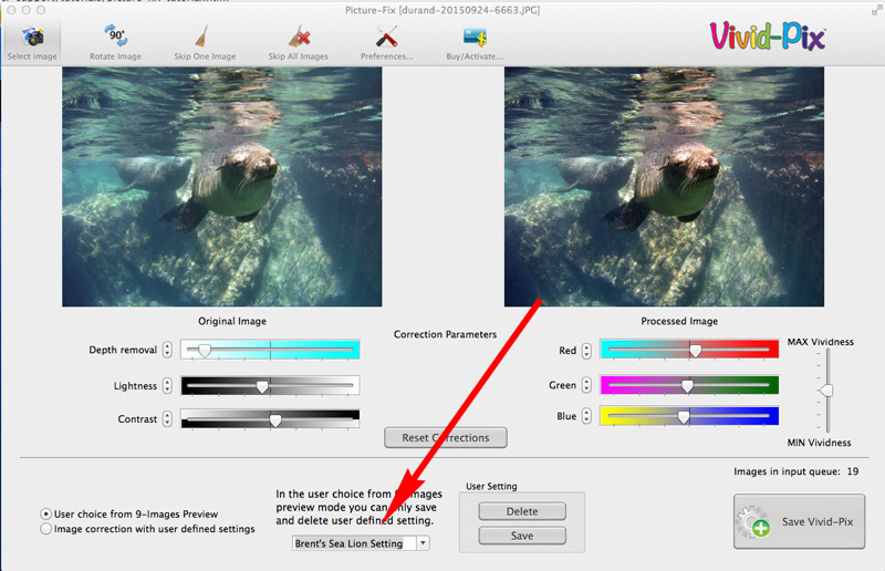 A User Defined Setting is very useful if you have multiple images shot at the same depth and light conditions.