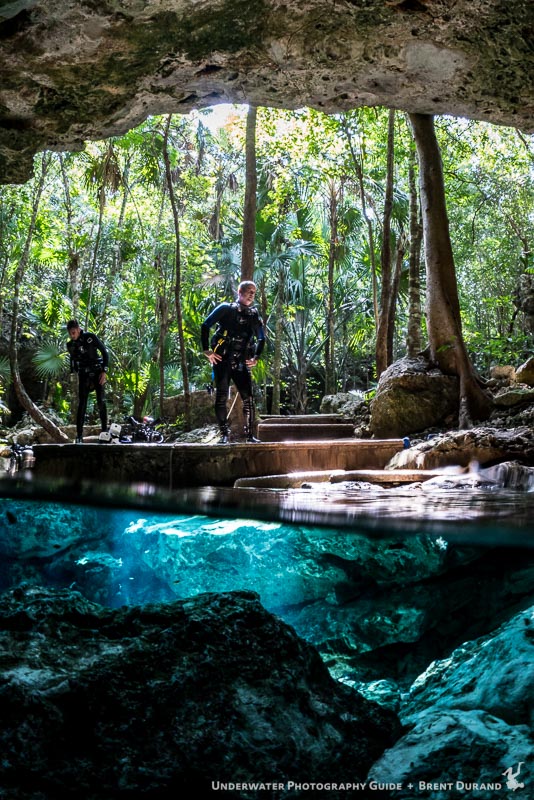 Standing at the entrance of Eden cenote. ISO 2500, f/13, 1/30