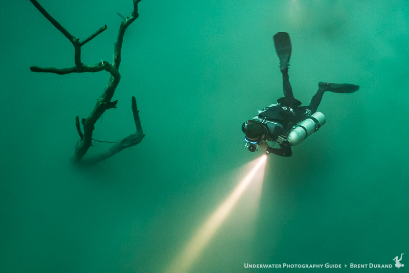 A diver passes below me at Angelita cenote. ISO 4000, f/5.6, 1/40