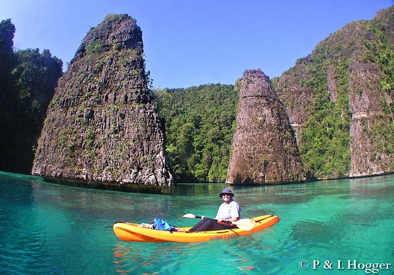 If you get a chance in between dives, try kayaking around SE Misool. The limestone karst style spies and other rock formations are amazing. Take you camera for some unique under/over photo opportunities.