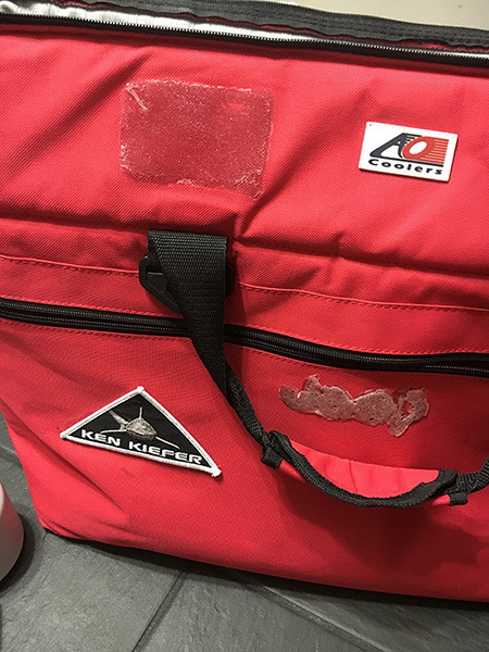 Ken's AO Cooler Bag which he uses as protection for his underwater camera during boat rides and personal rinse tank.