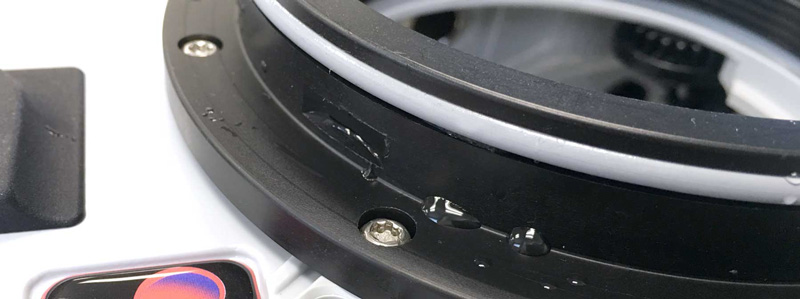 The Ikelite Dry Lock port system is secure and easy to use, with sure-stop press fit and exterior o-ring to prevent water from dripping onto camera when port is removed.