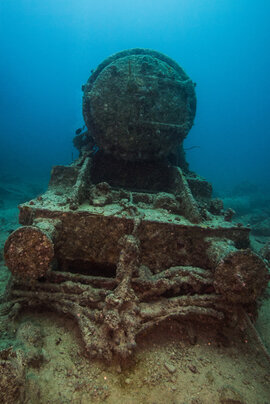 One of two locomotives aboard the Thisslegorm when it sank.