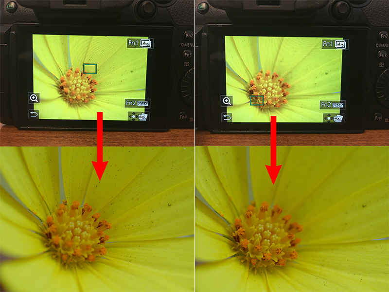 Simply tap the LCD screen to shift focus and save a new .jpg file.