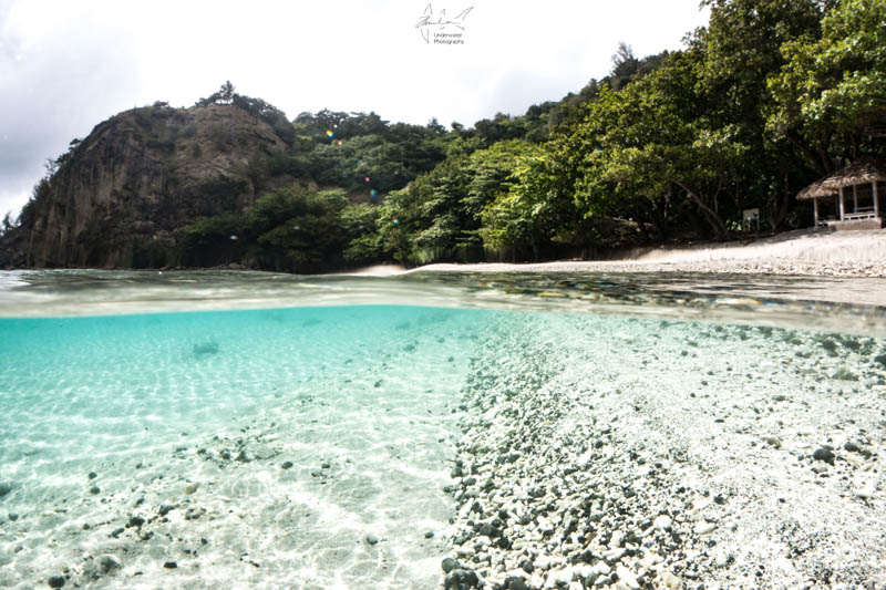 Beach (Split Shot). Sony RX100 V, Nauticam housing, INON fisheye lens with dome.