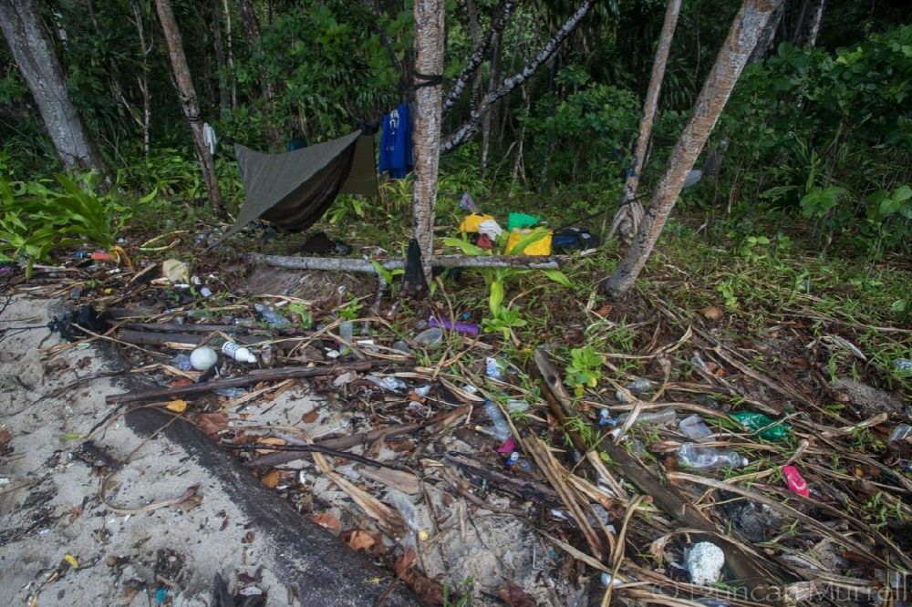This is the plastic pollution Duncan had get used to in Raja Ampat. A typical campsite on Kawe Island on the way to Wayag Island.