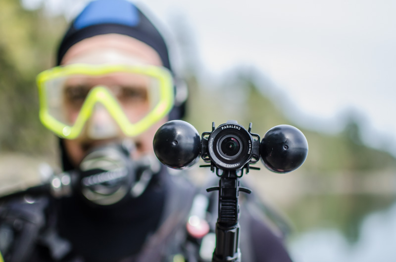 The Paralenz with floats and selfie stick/3rd person viewer