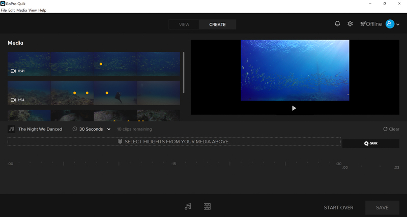 Screenshot of video in Create Mode
