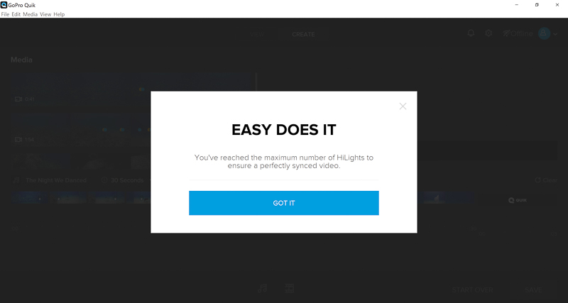 A warning will appear when the maximum allowed hilights have been selected.