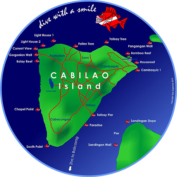 Cabilao Dive Map, from Sea Explorers Philippines