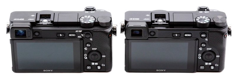 Sony a6400 on left and a6100 on right Sony a6400 on left and a6100 on right