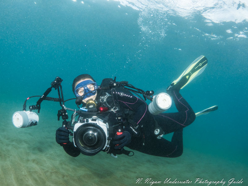 UWPG Editor, Jenna Szerlag testing the Nikon Z50 in an Ikelite Z50 housing with dual Ikelite DS 161 strobes