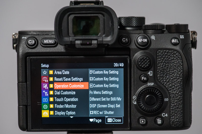 Sony A7S III custom menu