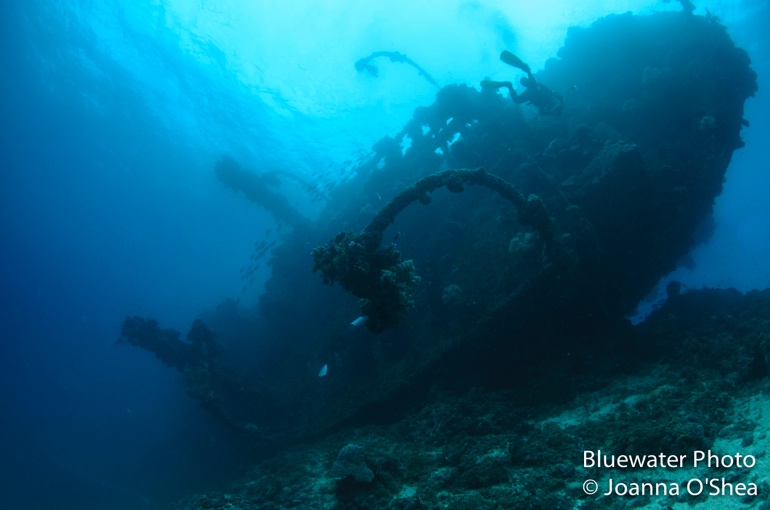 underwater ship wreck in truk lagoon micronesia